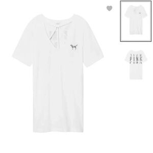 VS Pink Short Sleeve White Bling Tee